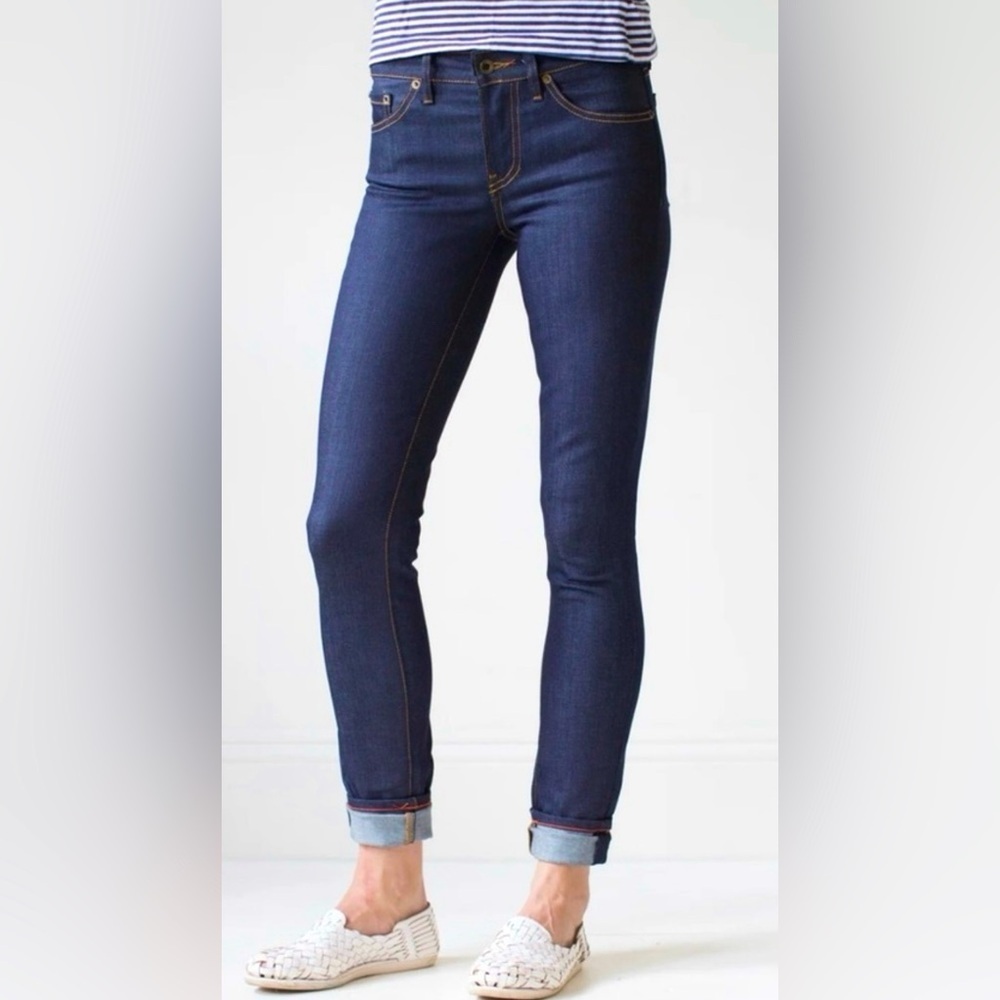 RALEIGH DENIM Handcrafted Signed Surry Jeans Sz 27 in Indigo Blue Made in USA